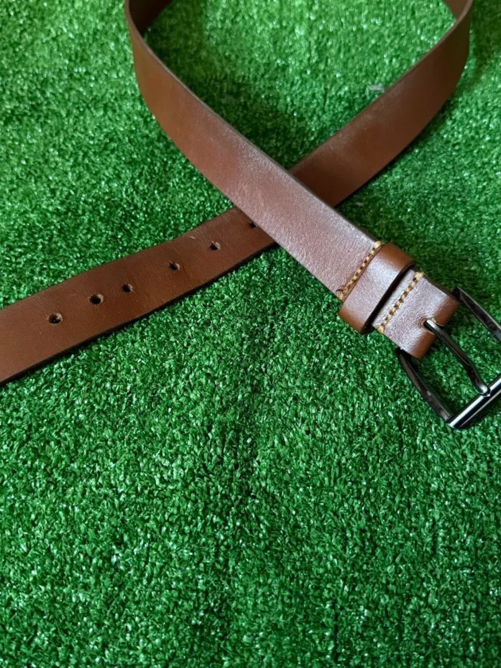 Men's Genuine Leather Basic Belt Square Metal Buckle Made in USA Size 38